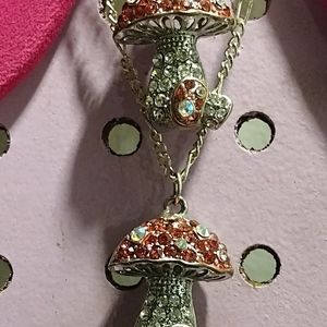 Mushroom sterling silver charms w/necklaces